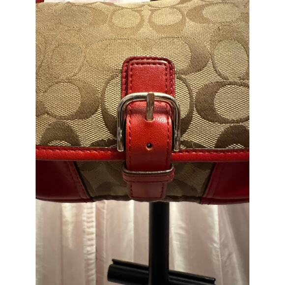 Coach F30601 Signature Jacquard Crossbody – Red Leather Trim - Picture 10 of 11